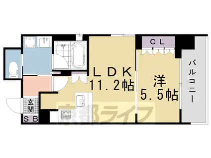 京都市烏丸線 今出川駅 徒歩13分 7階建 築5年(1LDK/2階)の間取り写真