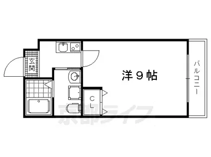 京都市烏丸線 北大路駅 徒歩15分 3階建 築9年(1K/3階)の間取り写真