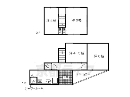 京都市烏丸線 鞍馬口駅 徒歩12分 2階建 築52年(4K)の間取り写真