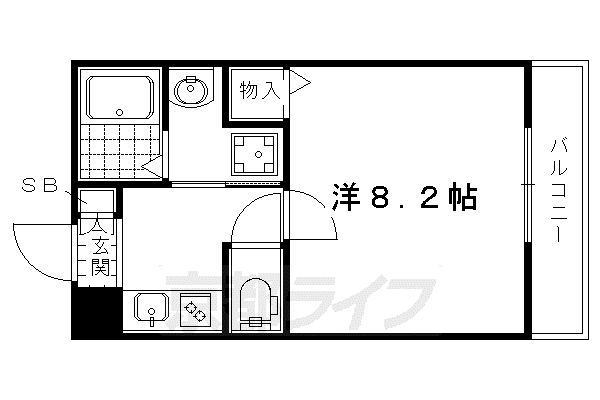 京都市烏丸線 今出川駅 徒歩12分 4階建 築8年(1K/1階)の間取り写真