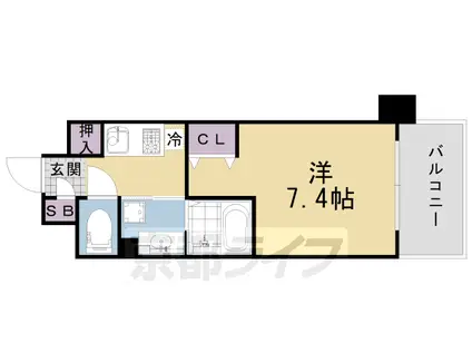 京福北野線 北野白梅町駅 徒歩15分 7階建 築5年(1K/6階)の間取り写真