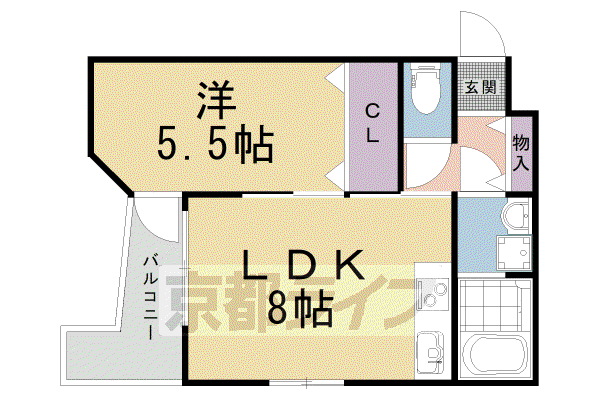 京都市烏丸線 今出川駅 徒歩8分 3階建 築6年(1LDK/3階)の間取り写真