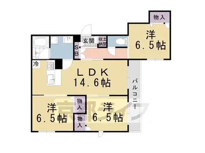 京都市烏丸線 今出川駅 徒歩7分 3階建 築5年(3LDK/2階)の間取り写真