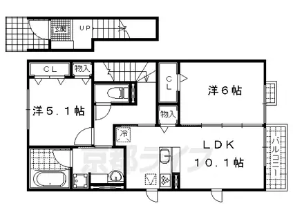 シャルムTAKASAGO2(2LDK/2階)の間取り写真