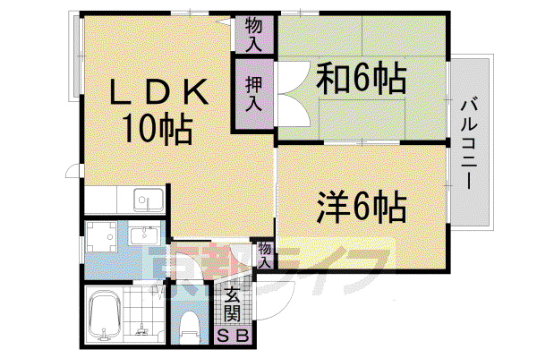 スリーパブリック(2LDK/1階)の間取り写真