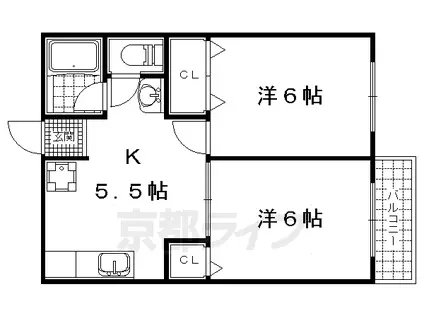 シャトル石山(2K/1階)の間取り写真