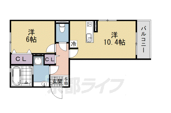 リベルタ唐崎(1LDK/3階)の間取り写真