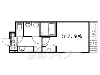 京都市東西線 椥辻駅 徒歩5分 3階建 築6年(1K/1階)の間取り写真