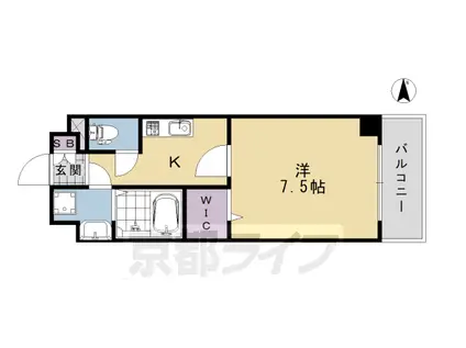 近鉄京都線 東寺駅 徒歩10分 7階建 築6年(1K/5階)の間取り写真