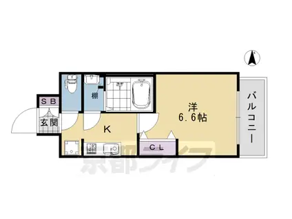 近鉄京都線 東寺駅 徒歩10分 7階建 築6年(1K/2階)の間取り写真