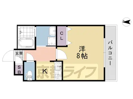 京阪電気鉄道京阪線 東福寺駅 徒歩6分 4階建 築5年(1K/4階)の間取り写真