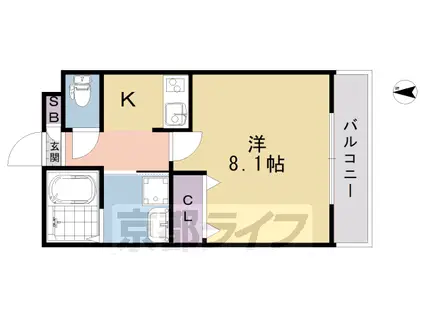 京阪電気鉄道京阪線 東福寺駅 徒歩6分 4階建 築5年(1K/2階)の間取り写真
