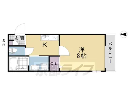 京阪電気鉄道京阪線 東福寺駅 徒歩6分 4階建 築5年(1K/2階)の間取り写真