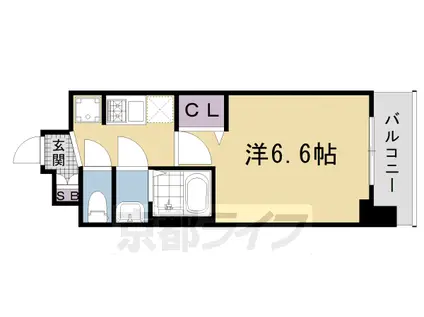 京都市烏丸線 十条駅(京都市営) 徒歩5分 7階建 築6年(1K/4階)の間取り写真