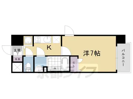 東海道本線 西大路駅 徒歩5分 7階建 築5年(1K/4階)の間取り写真