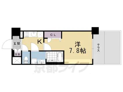 東海道本線 西大路駅 徒歩5分 7階建 築6年(1K/1階)の間取り写真
