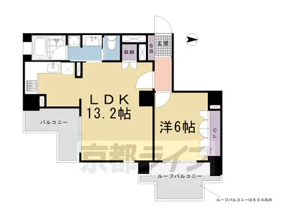 リーガル京都五条大宮(1LDK/6階)の間取り写真