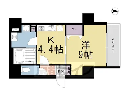 京阪電気鉄道京阪線 七条駅 徒歩5分 7階建 築5年(1K/5階)の間取り写真