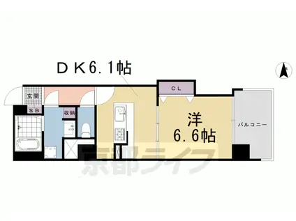 京阪電気鉄道京阪線 七条駅 徒歩5分 7階建 築5年(1DK/5階)の間取り写真
