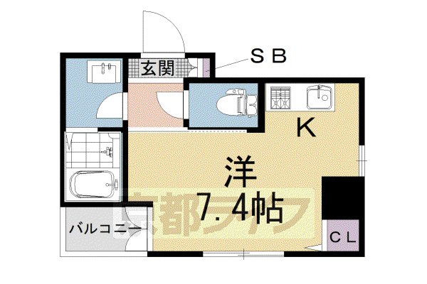 フレール烏丸五条(ワンルーム/2階)の間取り写真