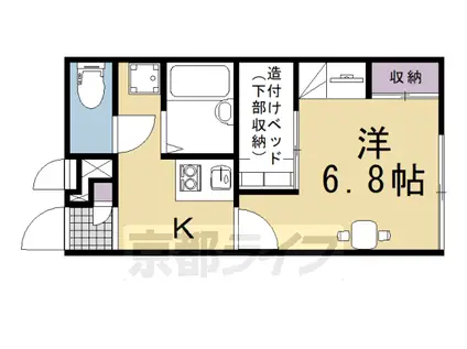 東海道本線 桂川駅(京都) 徒歩19分 2階建 築18年(1K/1階)の間取り写真