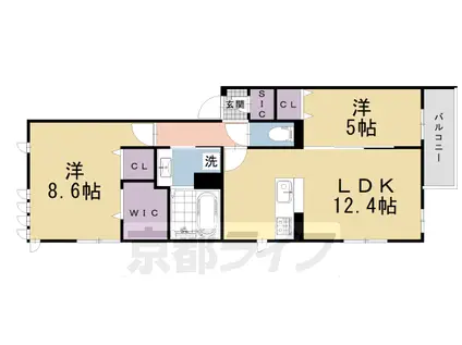 阪急電鉄京都線 西山天王山駅 徒歩4分 3階建 築3年(2LDK/2階)の間取り写真
