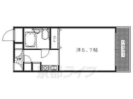 東海道本線 桂川駅(京都) 徒歩5分 3階建 築30年(1K/2階)の間取り写真