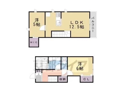 阪急電鉄京都線 長岡天神駅 徒歩11分 2階建 築3年(2LDK/2階)の間取り写真