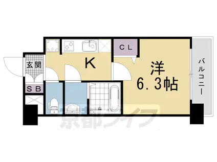 札幌市軌道線 行啓通駅 徒歩5分 6階建 築5年(1K/2階)の間取り写真
