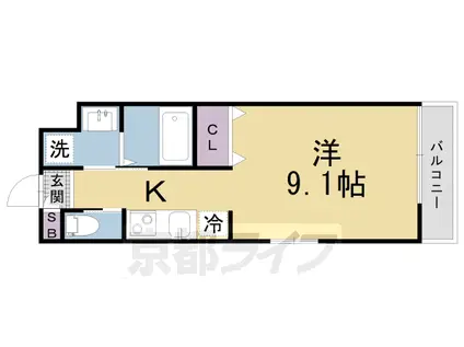 近鉄京都線 東寺駅 徒歩3分 4階建 築8年(1K/4階)の間取り写真
