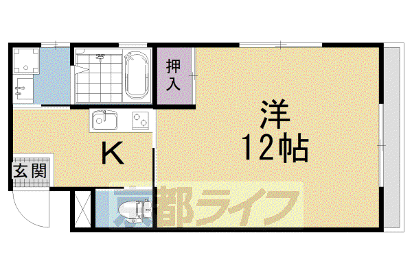 京都市烏丸線 京都駅 徒歩9分 3階建 築13年(1K/2階)の間取り写真