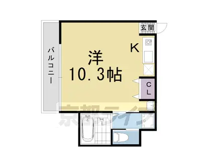 京都市烏丸線 五条駅(京都市営) 徒歩10分 3階建 築5年(ワンルーム/2階)の間取り写真