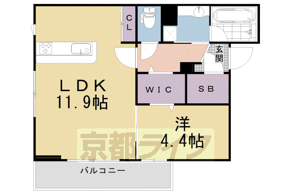 京都市烏丸線 九条駅(京都) 徒歩6分 3階建 築5年(1LDK/3階)の間取り写真