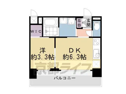 京都市烏丸線 九条駅(京都) 徒歩7分 7階建 築5年(1DK/6階)の間取り写真