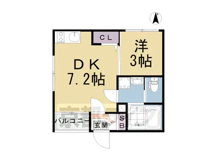 京都市烏丸線 九条駅(京都) 徒歩4分 3階建 築5年(1DK/1階)の間取り写真