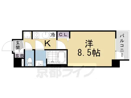 東海道本線 京都駅 徒歩20分 6階建 築5年(1K/3階)の間取り写真