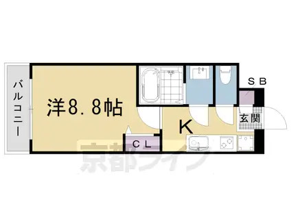東海道本線 西大路駅 徒歩21分 5階建 築5年(1K/5階)の間取り写真