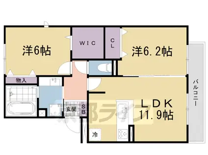 セジュール石山(2LDK/1階)の間取り写真