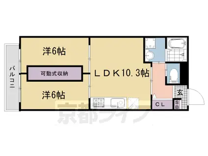 京阪電気鉄道京阪線 伏見桃山駅 徒歩1分 5階建 築6年(2LDK/3階)の間取り写真