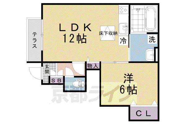 京阪電気鉄道宇治線 観月橋駅 徒歩10分 2階建 築6年(1LDK/1階)の間取り写真