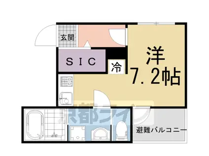 ハーモニーテラス深草坊町Ⅱ(ワンルーム/2階)の間取り写真