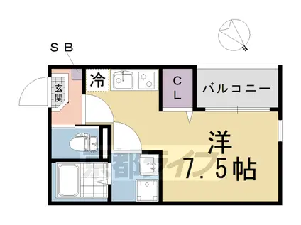 京都市烏丸線 くいな橋駅 徒歩7分 3階建 築5年(ワンルーム/2階)の間取り写真