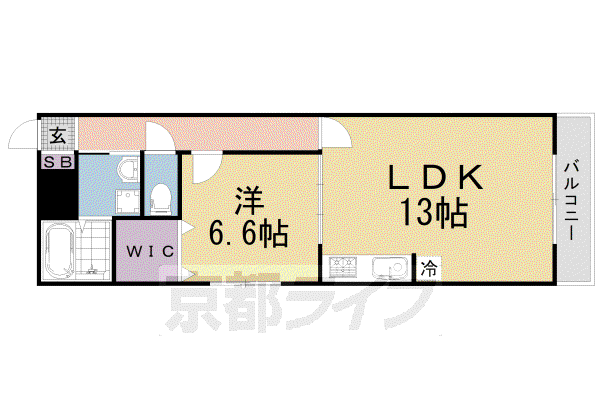 京阪電気鉄道宇治線 観月橋駅 徒歩13分 3階建 築5年(1LDK/2階)の間取り写真