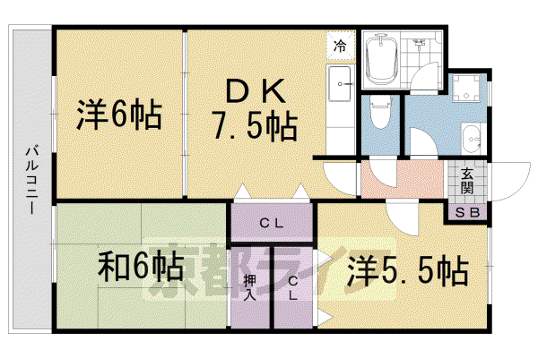 アセンブル高野(3DK/1階)の間取り写真