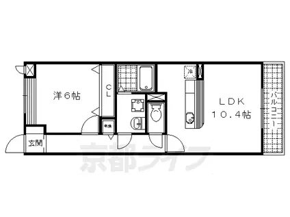 京都市東西線 小野駅(京都) 徒歩18分 2階建 築19年(1LDK/1階)の間取り写真