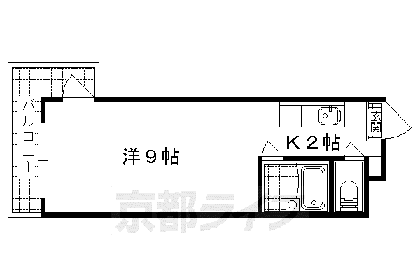 京都市東西線 椥辻駅 徒歩13分 7階建 築38年(1K/4階)の間取り写真