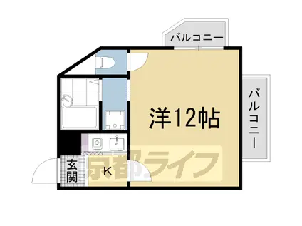 京阪電気鉄道京津線 四宮駅 徒歩4分 3階建 築36年(1K/3階)の間取り写真