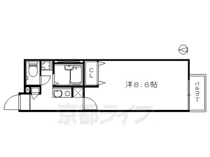 京都市東西線 東野駅(京都) 徒歩11分 2階建 築23年(1K/1階)の間取り写真