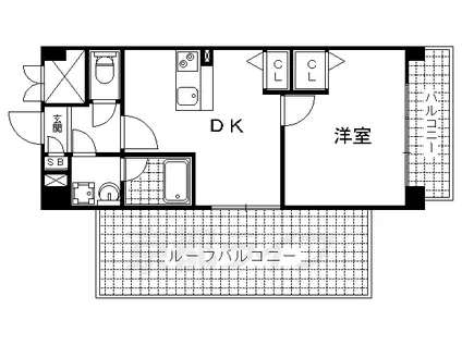 京都市東西線 椥辻駅 徒歩9分 7階建 築19年(1DK/6階)の間取り写真