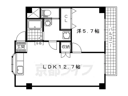 開花エレガンス(1LDK/2階)の間取り写真